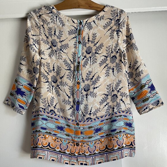 Maeve Anthropologie Sydney Silk Blouse Size 2 Button Down Floral Print Top XS - Picture 3 of 14